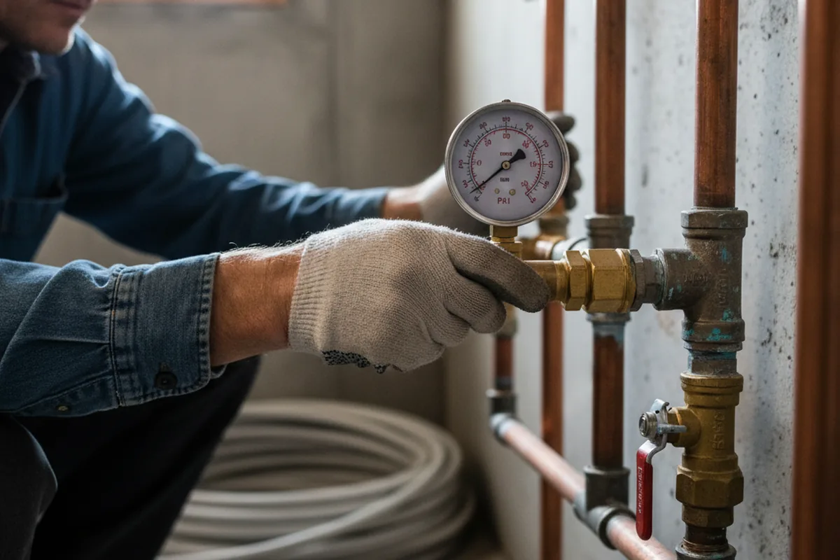 Pressure testing a repaired line during Water Line Repair in Medaryville